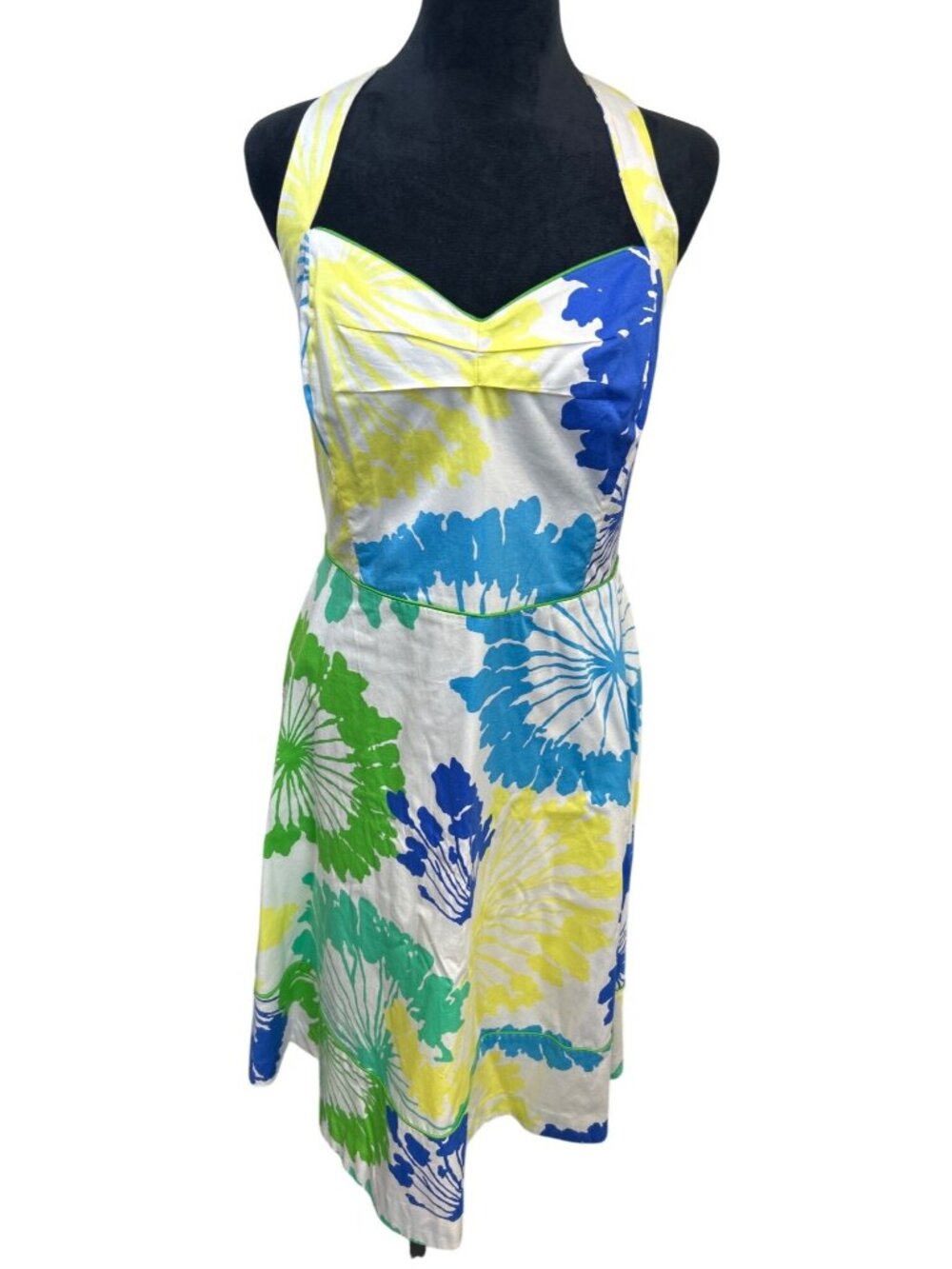 Lilly Pulitzer Halter Blue Green Dress Women's 12 Floral Vacation Sundress - Picture 2 of 12